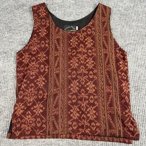 Vtg 90s Synergy Tank Top Womens S 100% Cotton Ikat Batik Hippie Artisan